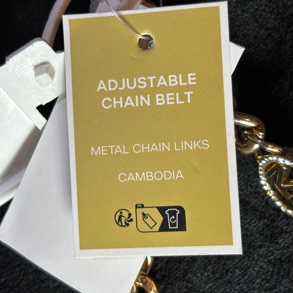 MICHAEL Michael Kors Gold-Tone Bling MK Stone Link Belt Size L/XL - Picture 7 of 9